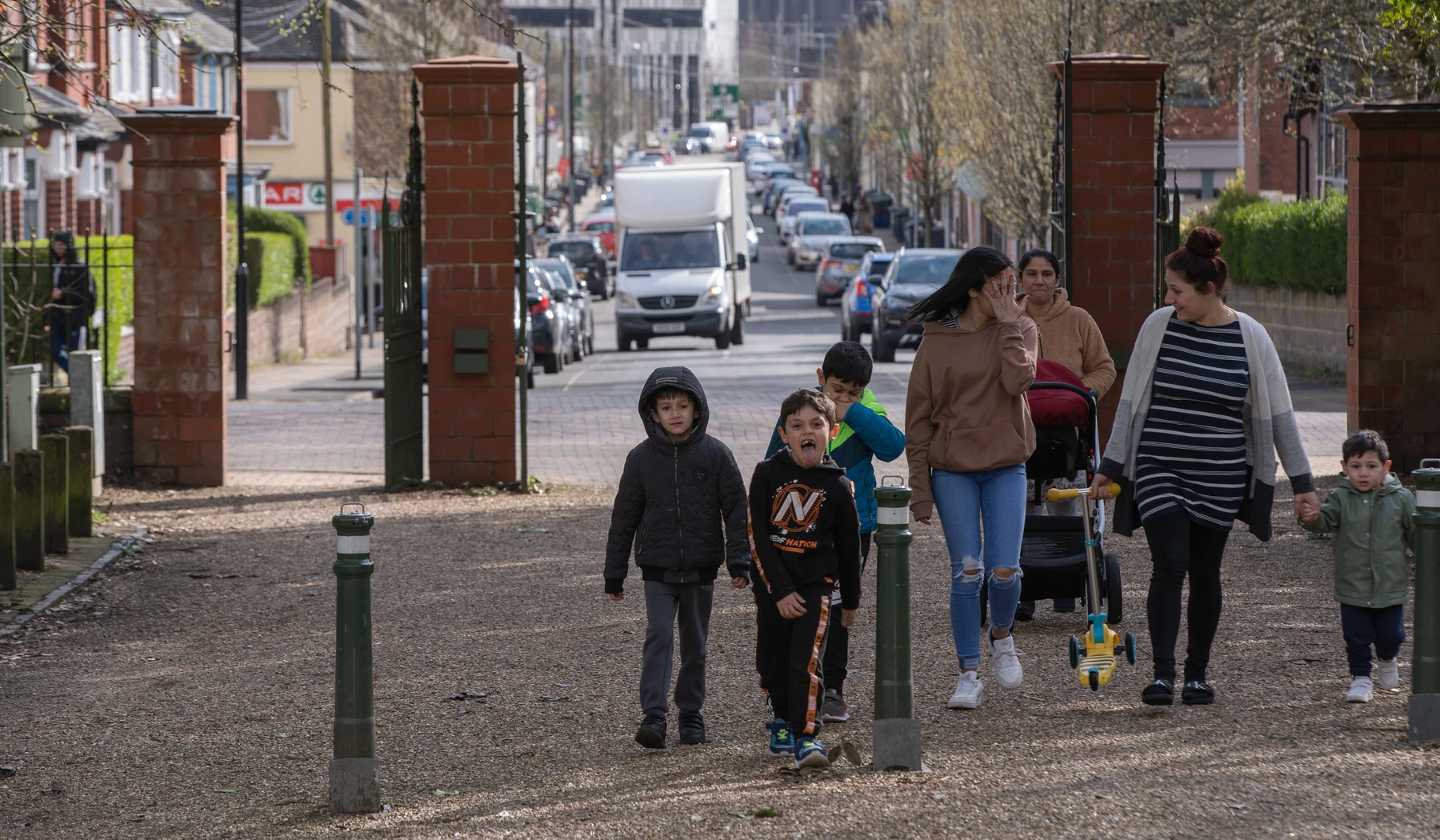 Parents and children walking together in Stoke-on-Trent